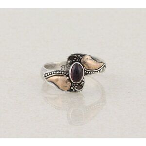Sterling Silver Natural Garnet Ring Size 6 1/4